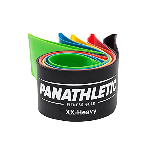 Panathletic Fitnessbänder 5x Set, 5 Stärken, Anleitung, eBook, Beutel – 5X Fitnessband, Theraband, Gymnastikband, Widerstandsband.