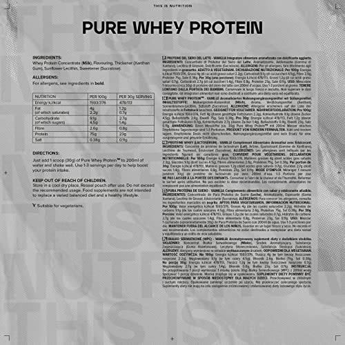 Bulk Pure Whey Protein, Eiweißpulver, Vanille, 500 g, Variierende Verpackung