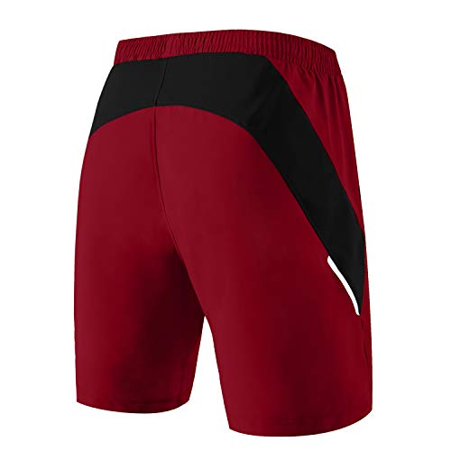 Herren Sport Shorts, Kurze Hose, Schnell Trocknend, Reißverschlusstasche (Rot, EU-XL/US-L)