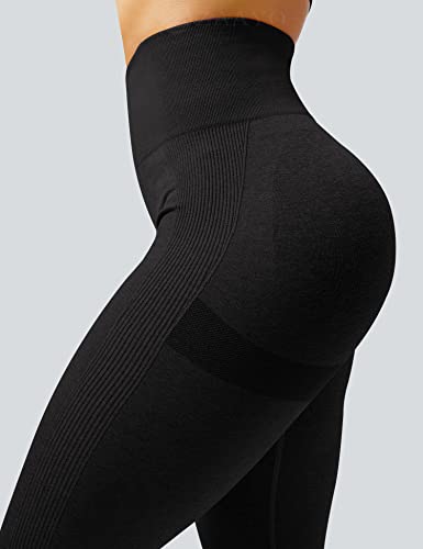 'ZAAYO Damen Sport Leggings Butt Lift Seamless Yoga Fitness Carbon Black M'