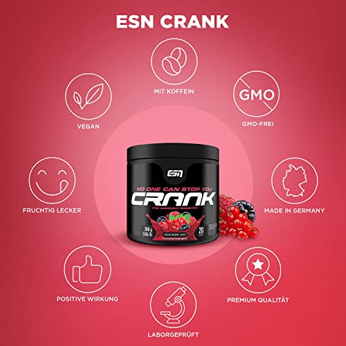 ESN Crank Fresh Berry Juice - 380 g - 20 Portionen - Pre Workout Booster - Vegan - Made in Germany