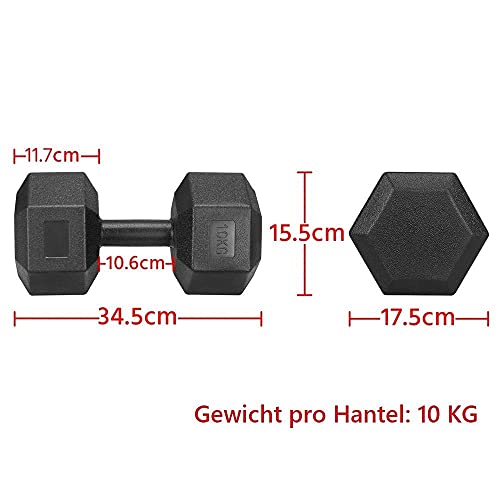 Yaheetech 2 Stk. 10 kg Gummi Hanteln für Aerobic, Gymnastik und Fitness. Kurzhanteln Set.