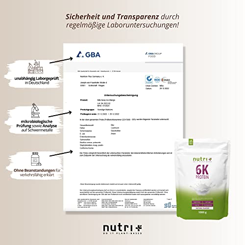 Protein Pulver 1kg - 85% Eiweiß - DE - zuckerfrei - fettfrei - Nutri-Plus ohne Süßstoff & Laktose - ideal zum Backen - 1000g Natural