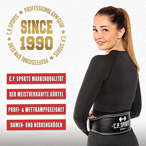 C.P.Sports Gurt Gewichtheber Leder, Schwarz/Weiß, M (38700)