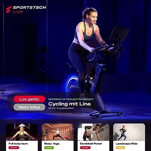 Sportstech sBike Lite - Smartes Heimtrainer Fahrrad mit LED und App für Full Body Workout - Ergometer für Fitness