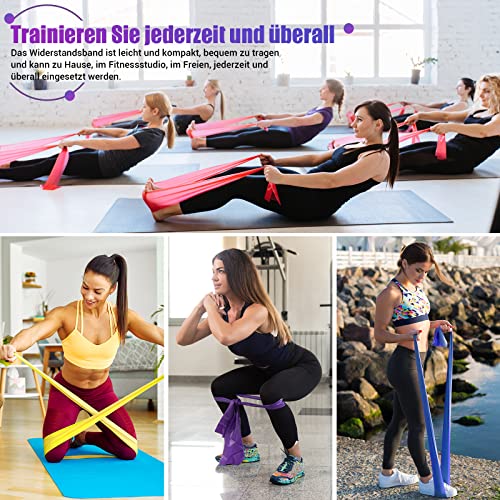 Terra Band 4er-Set, Fitnessbänder, 4 Widerstandsstufen, inkl. Tragetasche & Übungsanleitung. Ideal für Yoga, Pilates, Krafttraining, Physio.