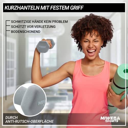 Miweba Sports Hantelset NKH100 | Hexagon Hanteln Set - 0,5-10 Kg (2X 1.0 kg, Rosa)