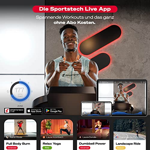 Sportstech F10 Klappbares Laufband - Deutsches Qualitätsunternehmen | App + Schmierfunktion + Pulsgurt | 13 Programme | 1PS bis 10 km/h | 120 kg Max
