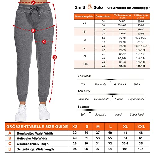 Smith & Solo Jogginghose Damen - Sporthose Frauen | Baumwolle | Slim Fit | Freizeithose Lang | Trainingshose Fitness | High Waist | Jogger Laufhosen Weiß/M