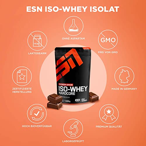 ESN Isowhey Hardcore Protein Pulver, Schoko, 1000 g.