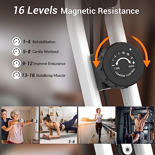 Micyox MX600 Heimtrainer, Magnetisch, Rückenlehne, Klappbar, LCD, Herzfrequenz, Widerstandsbänder.