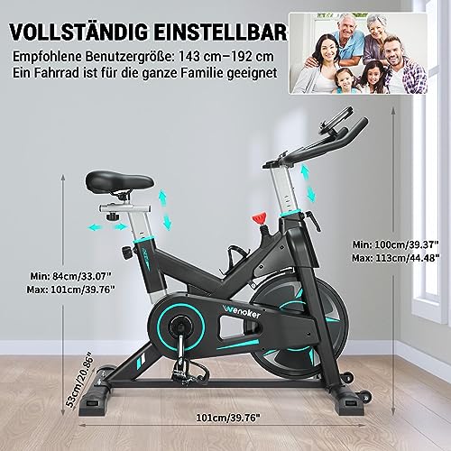 Wenoker Heimtrainer Fahrrad, Fitnessbike für Zuhause, 140 kg Belastbarkeit.