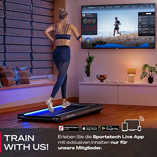Sportstech sWalk Walking Pad Laufband - 1-6 km/h Geschwindigkeit, LCD-Display, Bluetooth Lautsprecher - Treadmill für Zuhause & Büro.