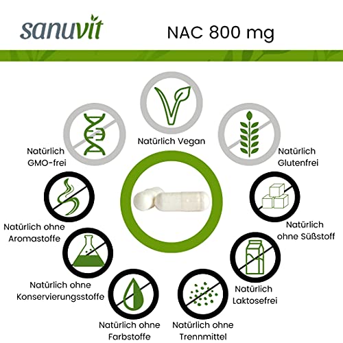 Sanuvit® - NAC 800mg/Kapsel | 180 Kapseln | Hochdosiert | N-Acetyl-L-Cystein | Bioverfügbarkeit und Verträglichkeit | Vegan | Österreich