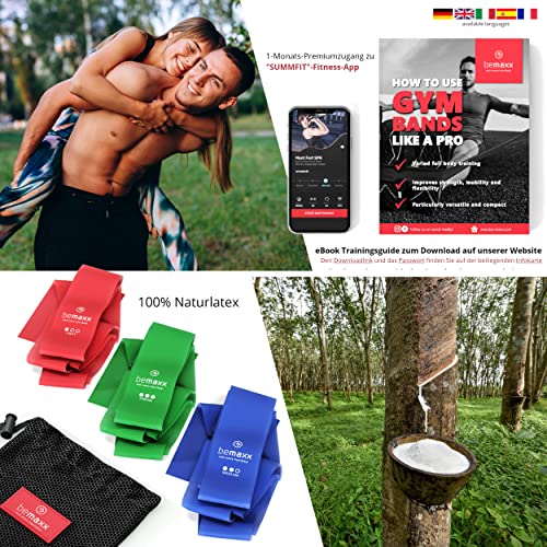 Fit-Bänder 3er Set - Extra lang 2m Widerstandsbänder + eBook | Gymnastikband Fitness Band | Trainingsband elastisch Kraftraining.