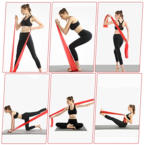 Theraband 2m lang, starkes Widerstandsbänder, ideal für Yoga, Pilates, Krafttraining. Therabänder Terraband mit Trainingsanleitung [Rot].