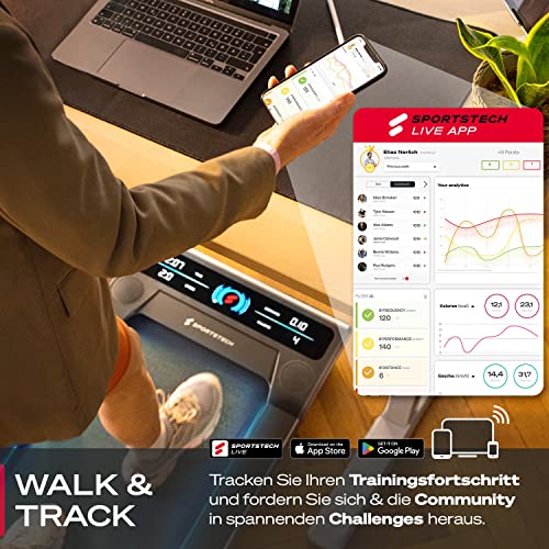 Sportstech sWalk Walking Pad Laufband - 1-6 km/h Geschwindigkeit, LCD-Display, Bluetooth Lautsprecher - Treadmill für Zuhause & Büro.