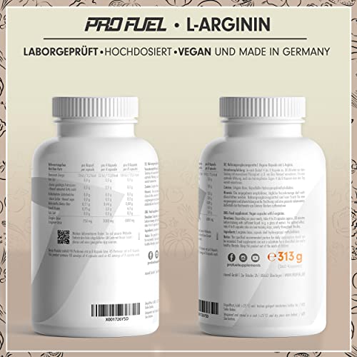 L-Arginin 360 Kapseln, 6000mg aus Fermentation, ohne Zusätze, vegan, made in Germany