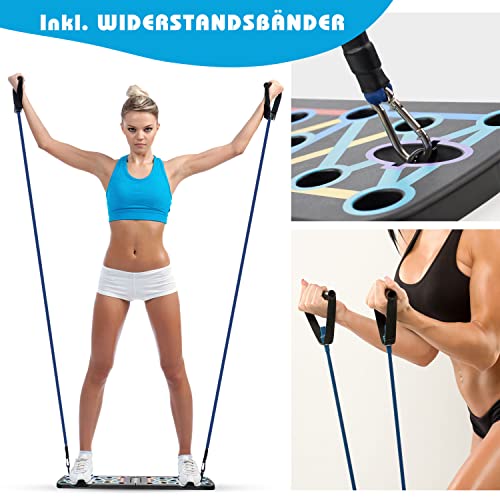 Body & Mind® Fitness-Board: faltbares Rack für Ganzkörpertraining & effektive Liegestützen. Inklusive Trainingsbänder & E-Book.