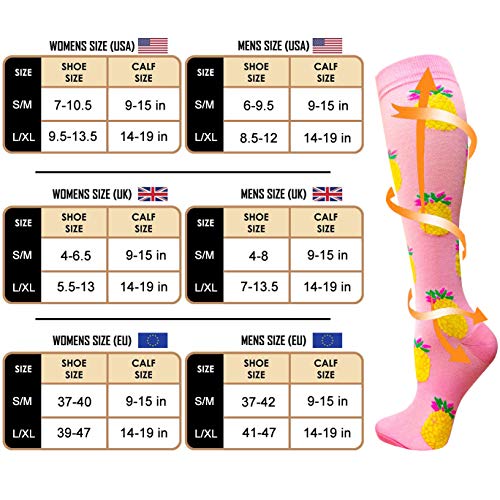 4Paar Kompressionsstrümpfe für Damen/Herren, komprimieren Socken für Sport, Flug, Laufen, Reisen, Radsport, krankenschwester (4102 - Rosa, L-XL)