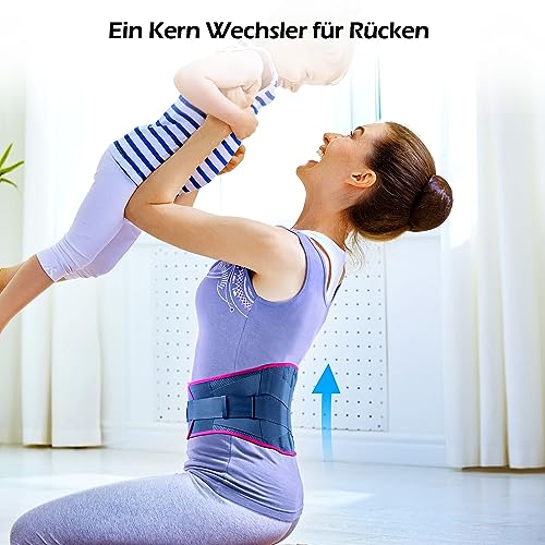 FREETOO Rückenbandage, atmungsaktiver Rückengurt für Sport, Blau, S (70-90 cm).