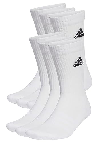 adidas Unisex Cushioned Sportswear 6 Pairs Crew Socken, White/Black, 40-42 (M)