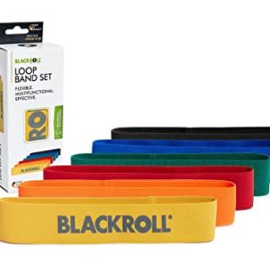 BLACKROLL® Loop Band Set (6er), Fitnessband Set für funktionales Training, hautfreundliche Trainingsbänder in 6 Stärken, Flexible Widerstandsbänder für zu Hause, Büro oder Park, Made in Germany