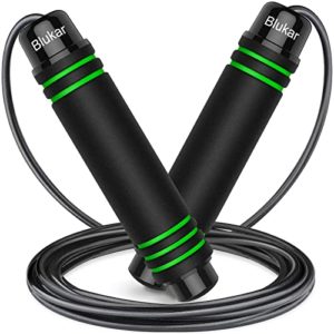 Blukar Springseil Speed Rope Verstellbar mit Hautfreundlichen Schaum Griffe, Länge Einstellbar, rutschfest und Ideal für Fitness & Ausdauer & Seilspringen, geeignet für Kinder und Erwachsene