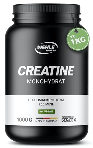 Creatin Monohydrat 1kg Pulver reines Kreatinin mikronisierter Qualität Mesh 200 - optimal hochdosiert 100% vegan - Wehle Sports