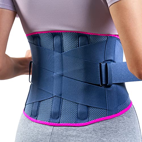 FREETOO Rückenbandage Herren und Damen, Atmungsaktive Rückengurt mit 5 Aufenthalten für Sport, Blau, Größe S (Taille: 70-90 cm)