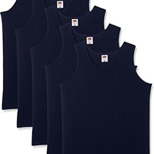 Fruit of the Loom Herren-Achselshirts der Marke, Tanktop, T-Shirt, in Allen Größen und Farben erhältlich, 5 Stück, Gr. 3XL, 5 x Deep Navy