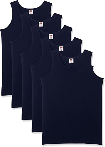 Fruit of the Loom Herren-Achselshirts der Marke, Tanktop, T-Shirt, in Allen Größen und Farben erhältlich, 5 Stück, Gr. 3XL, 5 x Deep Navy