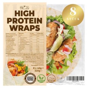 High Protein Wraps low carb, 8 Protein Tortilla 320 g, vegan & kohlenhydratarm, Low Carb Tortilla aus Weizen Made in Germany