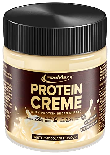 IronMaxx Protein Creme - White Chocolate 250g Glas | cremiger high protein Brotaufstrich | low carb, low sugar für eine gesunde Ernährung geeignet