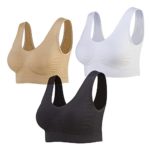 Lemef 3er-Pack Nahtlose Sport-BHS, drahtlose Yoga-BHS mit herausnehmbaren Pads Gr. 4X-Large, Schwarz&Weiß&Nude