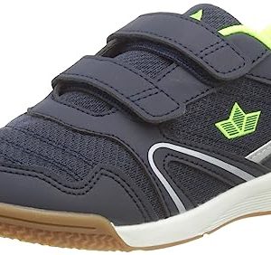 Lico BOULDER V Unisex Kinder Multisport Indoor Schuhe, Marine/ Lemon, 36 EU ( Die Anzahl der Klettbänder kann je nach Schuhgröße variieren )