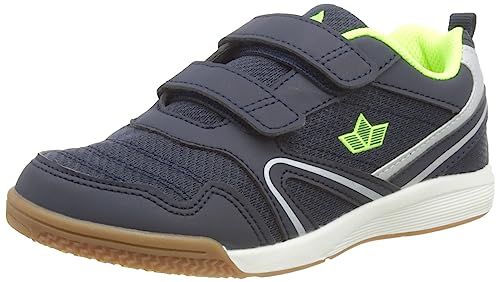 Lico BOULDER V Unisex Kinder Multisport Indoor Schuhe, Marine/ Lemon, 36 EU ( Die Anzahl der Klettbänder kann je nach Schuhgröße variieren )