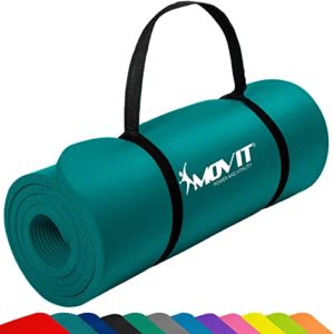 MOVIT Gymnastikmatte, hautfreundlich und phthalatfrei, in 3 Größen und 12 Farben - Auswahl: 183cm x 60cm x 1,0cm in blau petrol