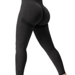 ZAAYO Damen Sport Gym Leggings Scrunch Butt Lifting Push Up Seamless Yoga Pants Fitness Workout Leggings Carbon Black M