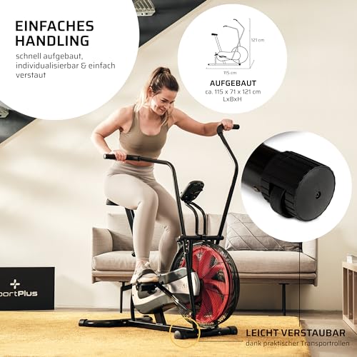 SportPlus Air Bike - effizienter HIIT Heimtrainer für Arme und Beine, mit Trainingscomputer, sicher & stabil bis 100kg. (60 characters)