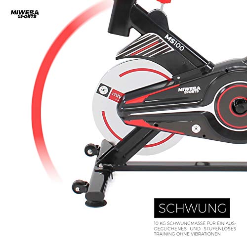 Miweba Sports Profi Indoor Cycling Bike MS100 | 10 Kg Schwungmasse - Traglast 100.0 Kg - Fitness Heimtrainer