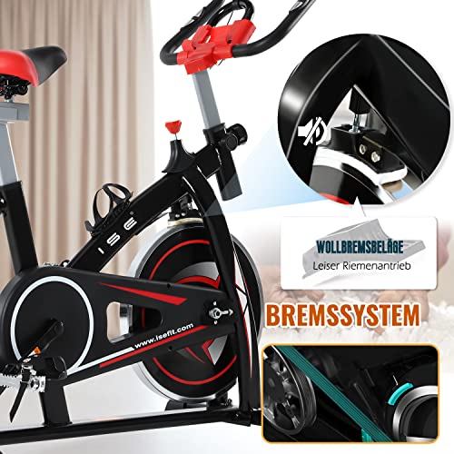 ISE Ergometer Fahrrad, LCD Anzeige, 8kg Schwungrad, flüsterleise Riemenantrieb, SY-7802.