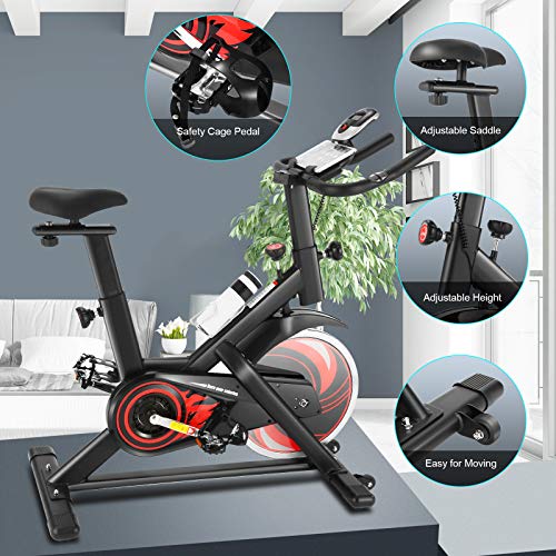 ANCHEER Heimtrainer 150kg belastbar, Indoor Cycling Fitnessbike, APP-Anschluss, unendlicher Widerstand, Herzfrequenz Sensorleiste, 18kg Schwungrad. (60 chars)