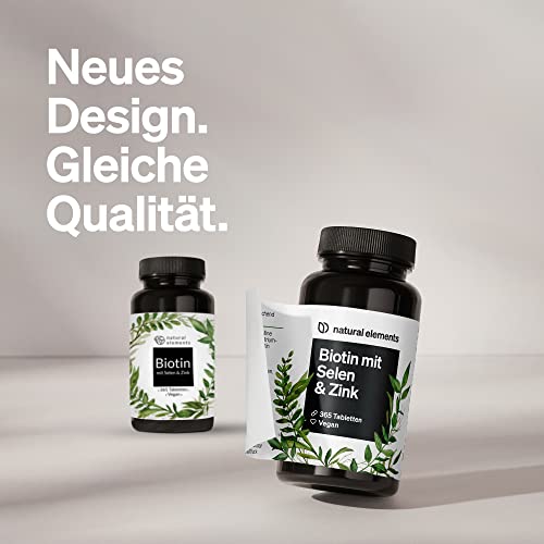 Biotin + Selen + Zink - 365 vegane Tabletten - Ohne Magnesiumstearat, laborgeprüft & in Deutschland hergestellt