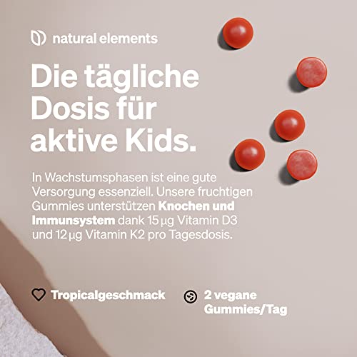 Vitamin D3 K2 Gummies KIDS – 120 Gummies – vegan, zuckerfrei – Tropicalgeschmack – K2VITAL® – Dosierung für Kinder – in DE produziert & laborgeprüft