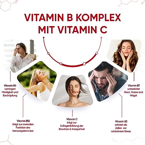 Vit. B Komplex - 365Vegan Tbl. - 8 B Vitamine - B1 B2 B3 B5 B6 B9 B12 jeTbl. - 1J. Vorrat - Vit. C, 150µg Biotin, 200µg Folsäure - gut verträgl. & bioverf. - WeightWorld