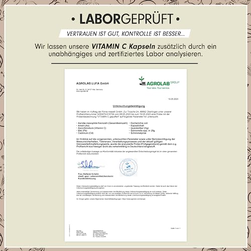 Vitamin C 500mg - 365 Kapseln - gepuffertes Calcium-Ascorbat - 100% vegan
