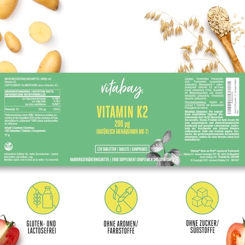 Vitabay Vit K2 200 mcg vegan - 120 Tabl.