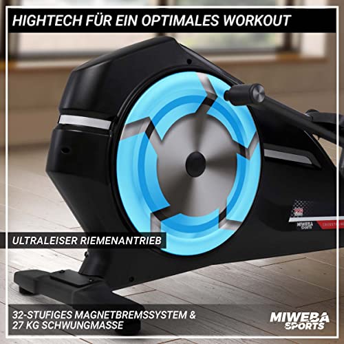Miweba Sports Crosstrainer MC400 Stepper - App - 27 Kg Schwungmasse - Ellipsentrainer - Heimtrainer - Magnetbremse - Pulsmessung (Schwarz)