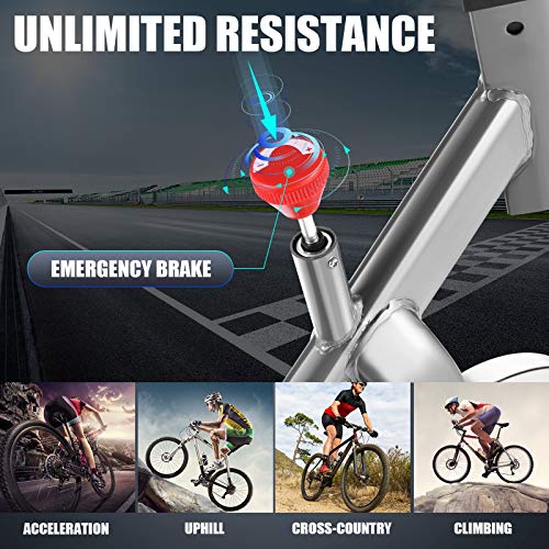 Profun Ergometer Heimtrainer 120 kg mit App, Fitnessbike mit verstellbarem Sitz, Herzfrequenzsensoren, Widerstand und Getränkehalter.